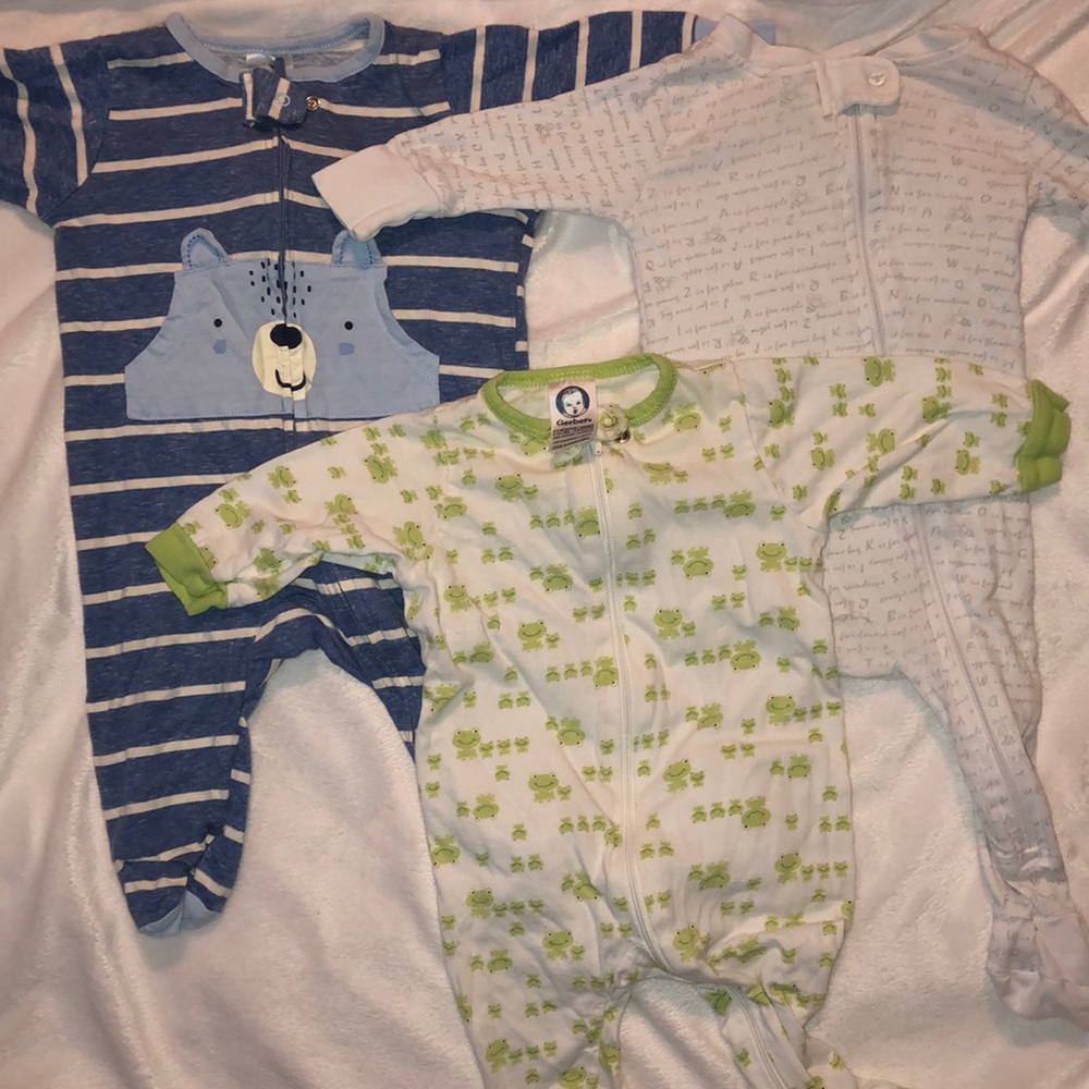 3 adorable footie pajamas